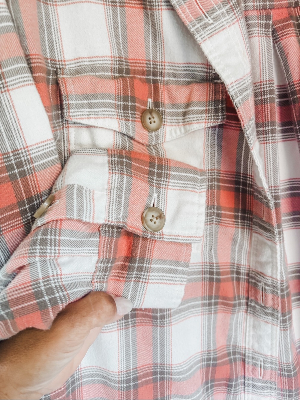 American Eagle Outfitters women's Orange Plaid Button-Up Shirt - Picture 3 of 6
